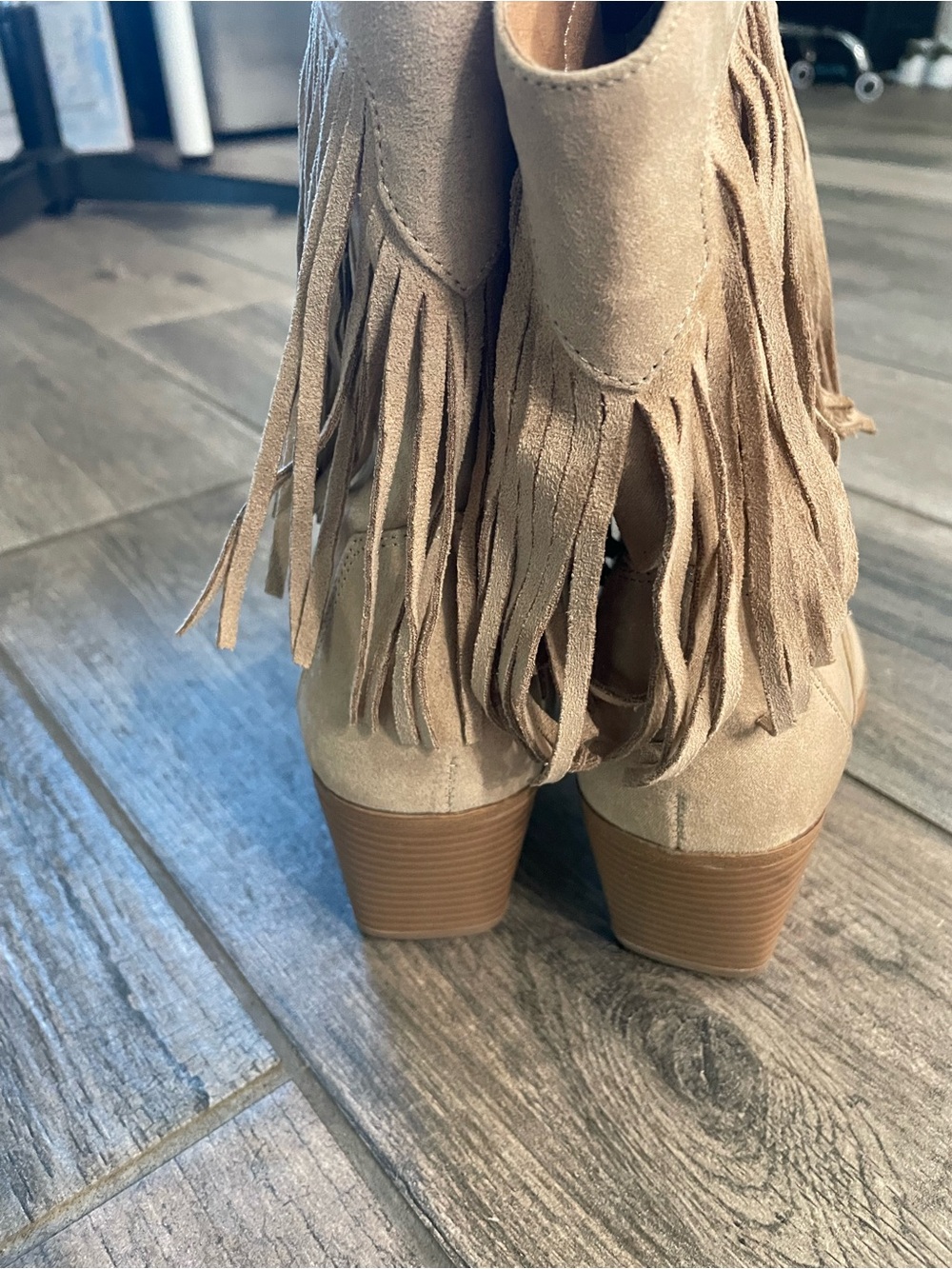 Time and Tru Beige Suede Fringe Ankle Boots - Picture 2 of 7